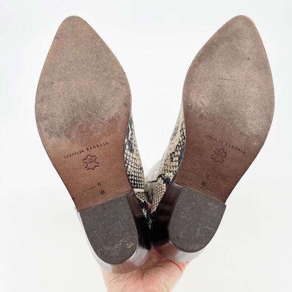 Loeffler Randall Dylan Tall Sand Snakeskin Embossed Block Heel Western Boot sz 6 - Picture 9 of 11